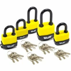 Wolf Security Heavy Duty Padlocks - Pack Of 5 Assorted Sizes